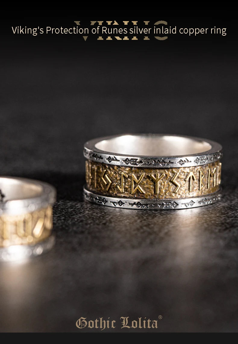 925 Silver Nordic Viking Runes Silver Ring Silver Welded Copper Fashion Tail Ring Index Ring Jewelry