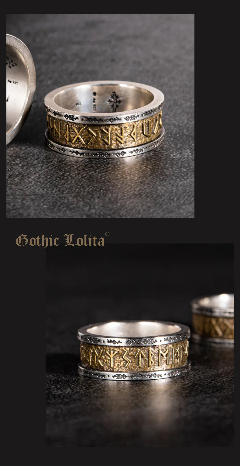 925 Silver Nordic Viking Runes Silver Ring Silver Welded Copper Fashion Tail Ring Index Ring Jewelry