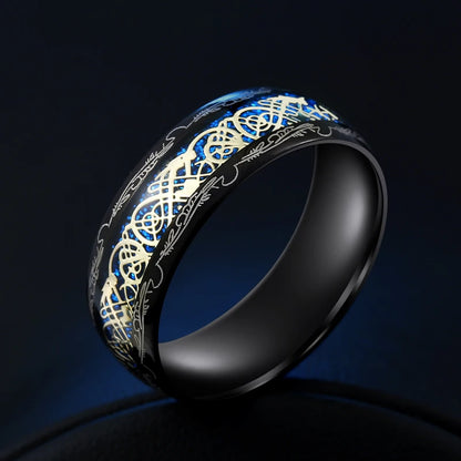 Beier 316L Stainless Steel Viking Runes Golden Dragon Man's Ring Blu-ray Simple Fashion High Quality Jewelry LLBR-R050R