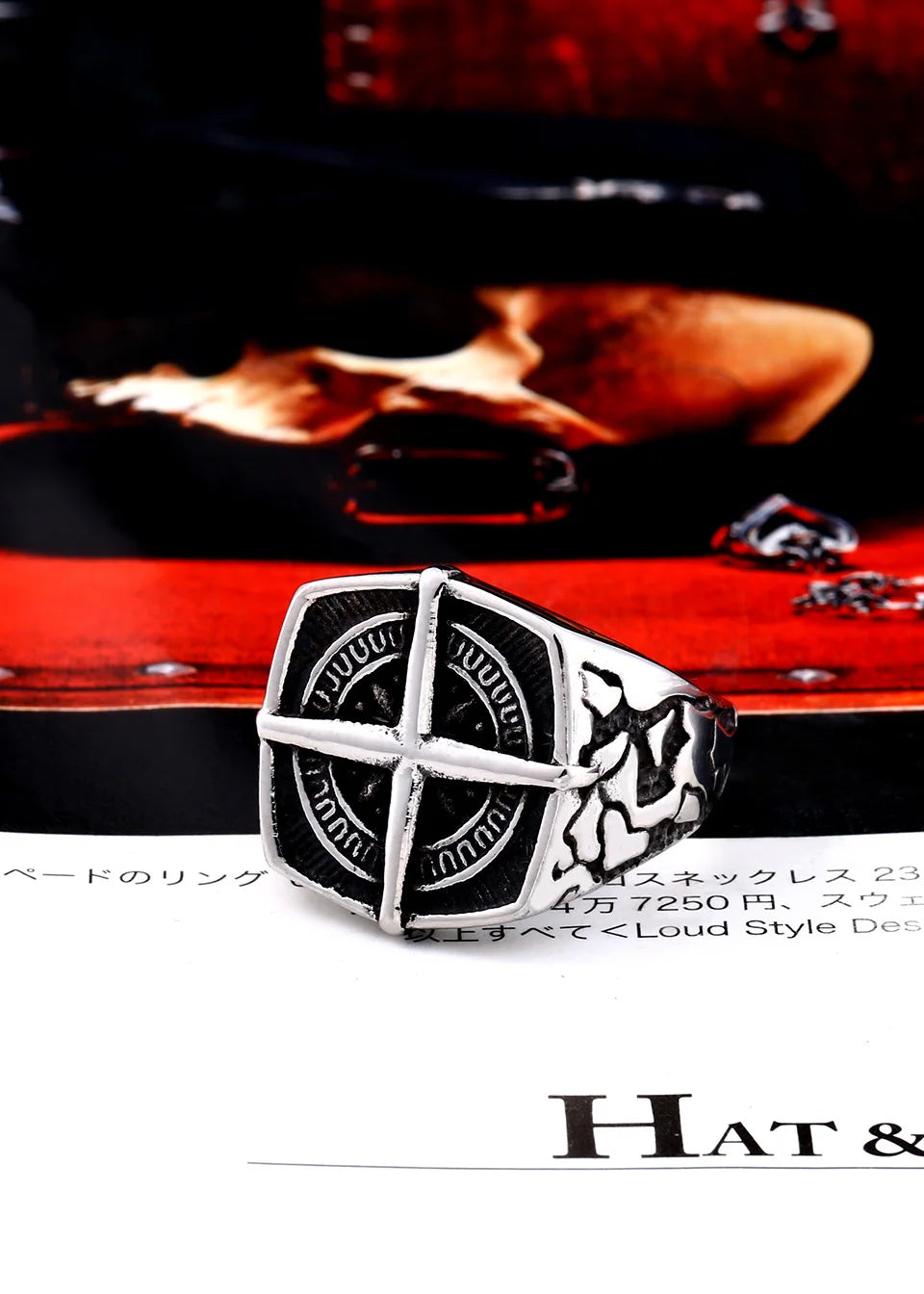 Beier New Store 316L Stainless Steel Viking Cross Compass Runic Pirate Men's Ring Nautical Fashion Jewelry Dropshipping BR8-108R