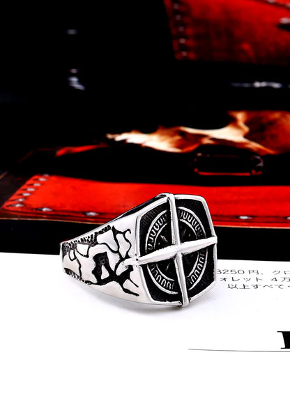 Beier New Store 316L Stainless Steel Viking Cross Compass Runic Pirate Men's Ring Nautical Fashion Jewelry Dropshipping BR8-108R