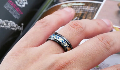 Beier 316L Stainless Steel Viking Runes Golden Dragon Man's Ring Blu-ray Simple Fashion High Quality Jewelry LLBR-R050R