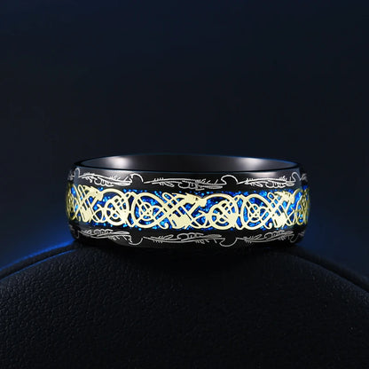 Beier 316L Stainless Steel Viking Runes Golden Dragon Man's Ring Blu-ray Simple Fashion High Quality Jewelry LLBR-R050R
