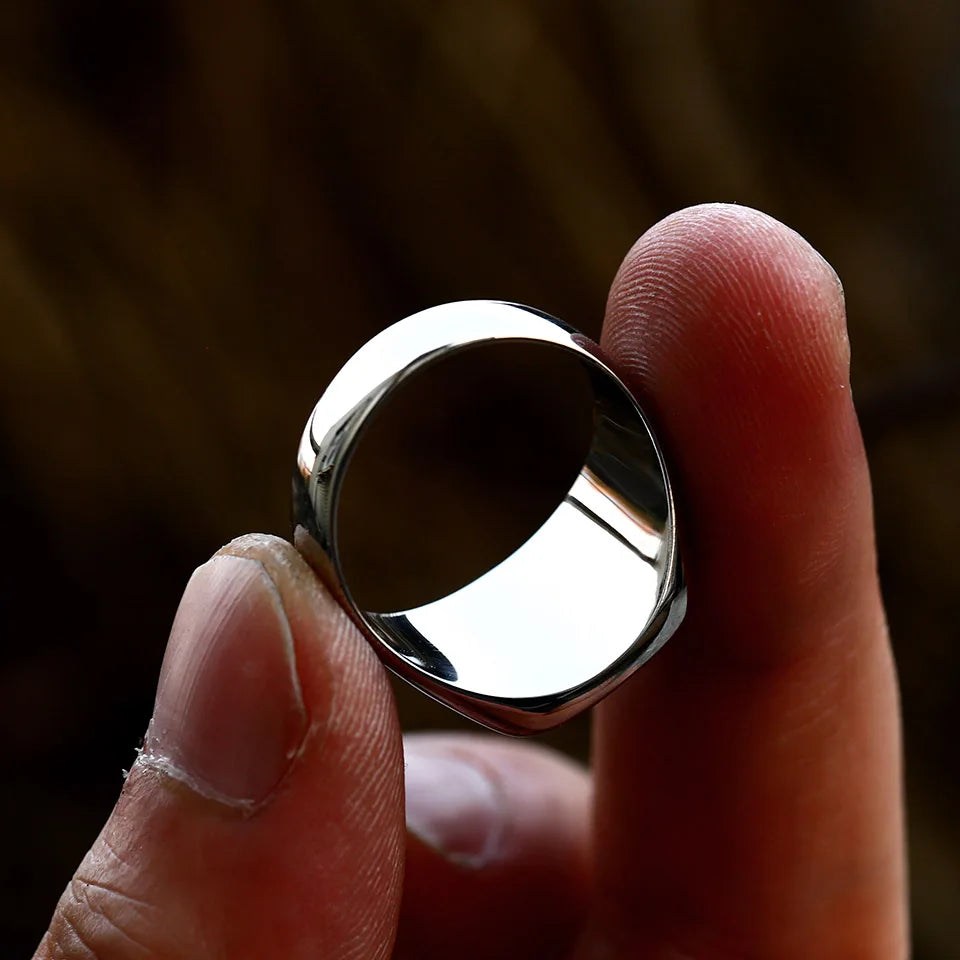 Beier New Style Vintage 316L Stainless Steel Viking High Quality High Polished Mirror Ring Signet Solid Fashion Jewelry For Men