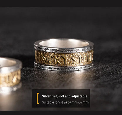 925 Silver Nordic Viking Runes Silver Ring Silver Welded Copper Fashion Tail Ring Index Ring Jewelry