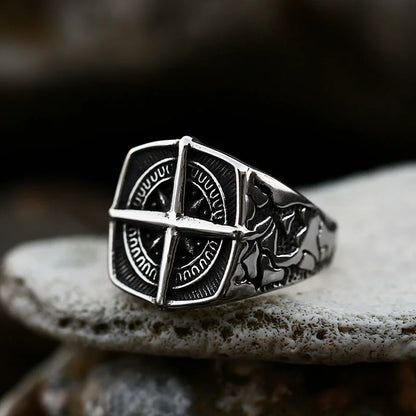 Beier New Store 316L Stainless Steel Viking Cross Compass Runic Pirate Men's Ring Nautical Fashion Jewelry Dropshipping BR8-108R